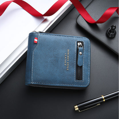 New business men's short wallet multi-card large capacity personality zipper ID bag carry wallet