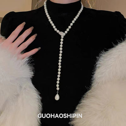 Light Luxury and High-End Multi-Layered Pearl Sweater Chain, Feminine, Simple, Long Autumn and Winter Necklace, Alloy Accessories, Jewelry