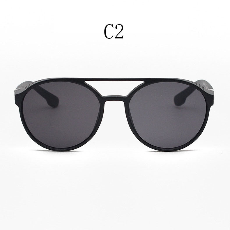 European and American Fashion Trend New Double-Beam Sunglasses Steampunk Sunglasses Round Retro Sunglasses 97040