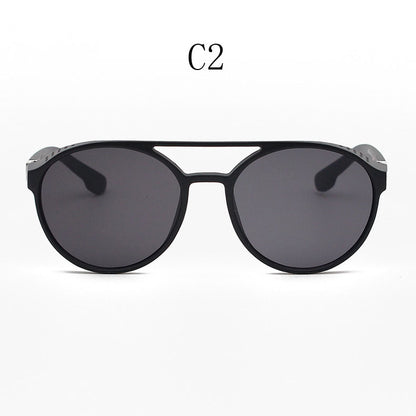 European and American Fashion Trend New Double-Beam Sunglasses Steampunk Sunglasses Round Retro Sunglasses 97040