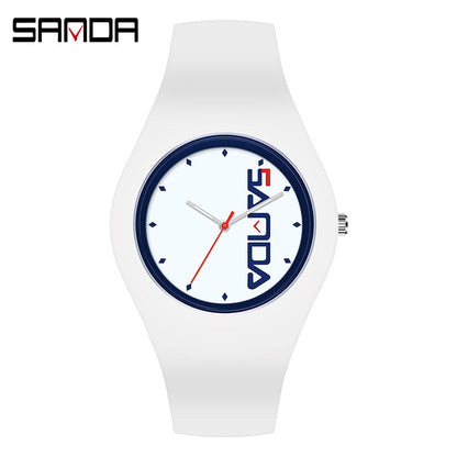 SANDA Outdoor Sports Watch Simple Waterproof Men's and Women's Fashion Quartz Watch Silicone Tape Casual Student Quartz Watch