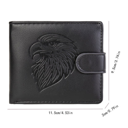 Foreign Trade Wallet Men's New 3D Embossed Eagle Pattern Short Student Youth Casual Soft Leather Card Bag Coin Purse