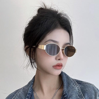 Metal Frame Arc de Triomphe Sunglasses Women's High-end Sense Small Frame Polygon European and American Style Cat Eye Small Face Funny