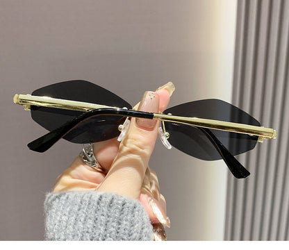Frameless diamond personality sunglasses 2024 new sunscreen European and American trend sunglasses high sense sunglasses ladies