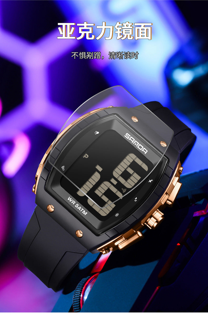 Sanda Elderly Voice Time Watch Large Digital Screen Luminous Multi-Function Watch Waterproof Calendar Digital Watch