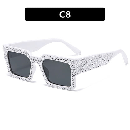 Diamond-Encrusted Starry Sky Square Sunglasses, Personalized Sunglasses, Fashionable Internet Celebrity Street Photography, Catwalk Versatile Sunglasses