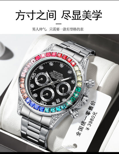 New Product Rainbow Di Same Style Watch Men's Three-Eye Six-Pin Multi-Functional Business Quartz Watch Men's Watch Dropshipping
