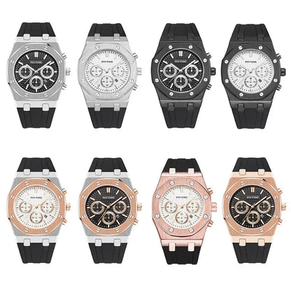 Foreign Trade Products: Men's Watch with Three Dials, Multi-Functional, Sports, Waterproof, Men's Fashion Casual Watch, Cross-Border Hot-Selling Item