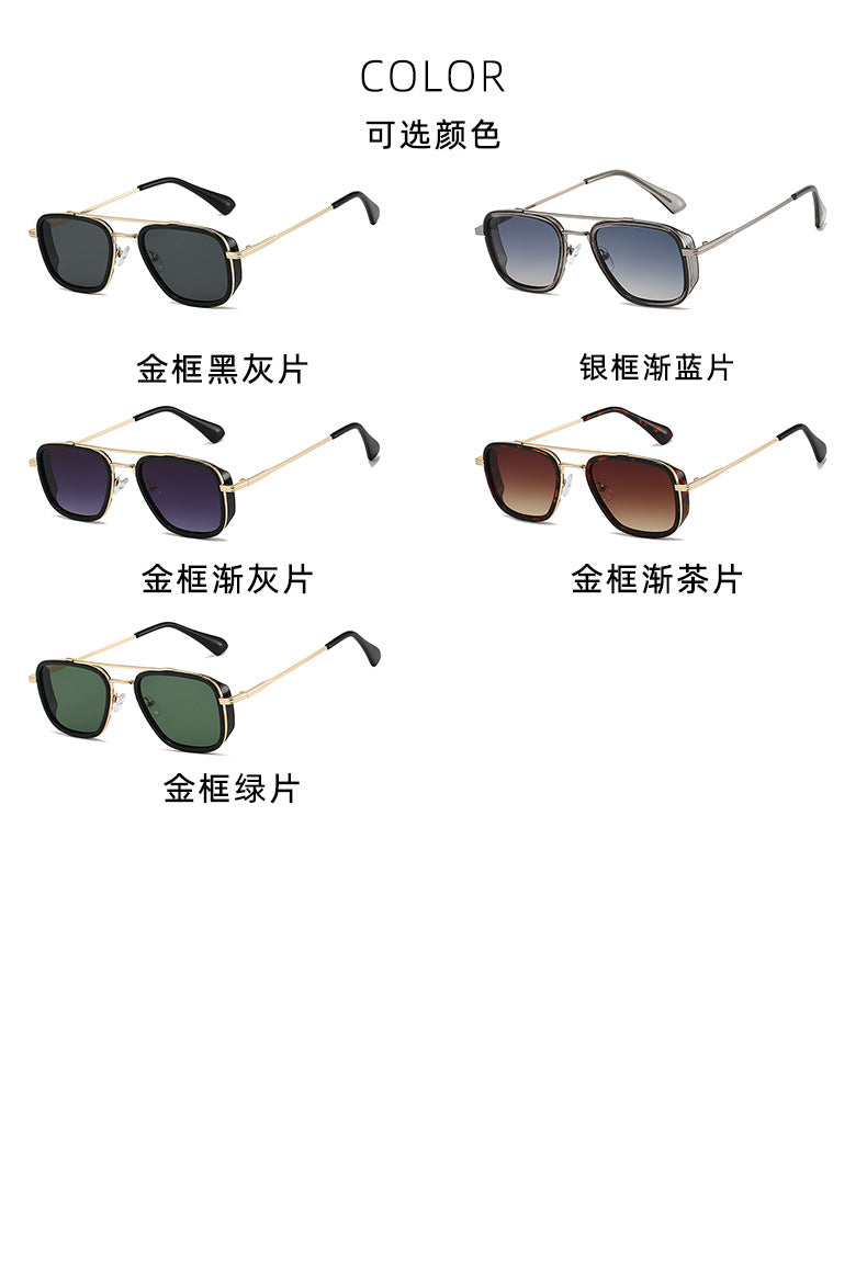 21 Amazon's New Popular European and American Punk Men's Sunglasses Pilot Square Frame Cross-Border Sunglasses Wholesale