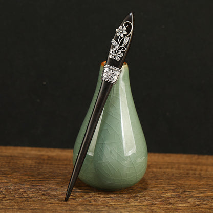 Vintage Ebony updo chopsticks simple antique silver ancient style hair accessories new Chinese ancient costume cheongsam hairpin