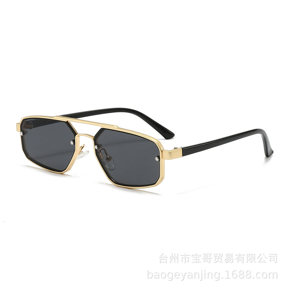 Metal Sunglasses New Trendy Cat-Eye Sunglasses for Men and Women Double Bridge Glasses in Stock Wholesale Polarized Sunglasses