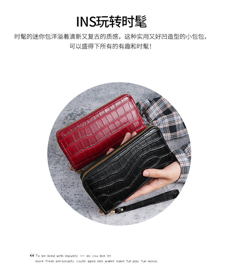 2025 New Women's Long Wallet, Feminine Crocodile Pattern Clutch Wallet, Fashionable Retro Women's Bag