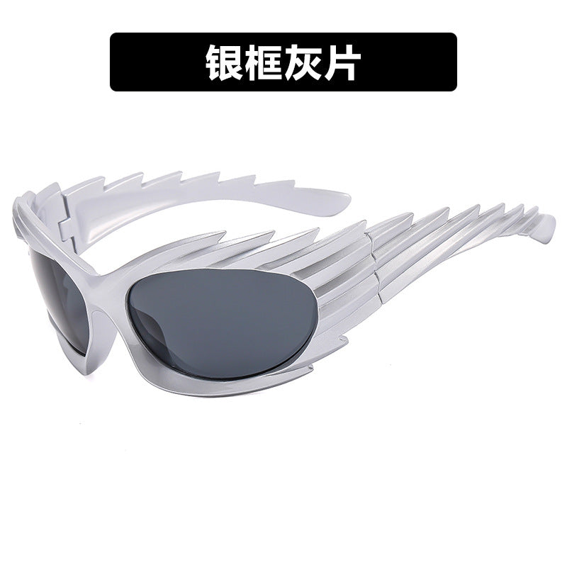 Barbed Hedgehog Sunglasses Y2K European and American Personalized Wings Cycling Sunglasses Concave Shape Ins Trendy Sunglasses for Women