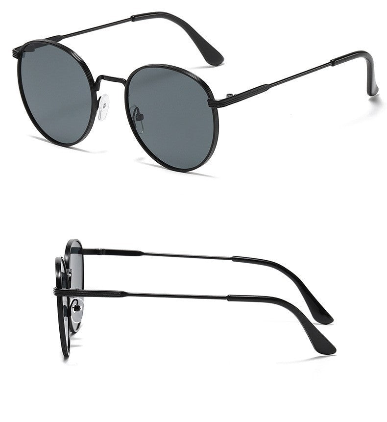 Retro Fashion High-End Metal Round Frame Sunglasses for Women European and American Cross-Border Ins Men's Driving Sunglasses Wholesale
