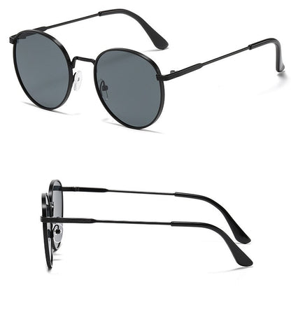 Retro Fashion High-End Metal Round Frame Sunglasses for Women European and American Cross-Border Ins Men's Driving Sunglasses Wholesale