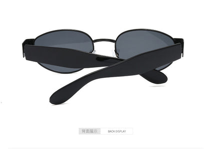 European and American Ins Glasses Trendy Women's Sunglasses Bouncy Internet Celebrity Oval Metal Photo Decorative Sunglasses 3452