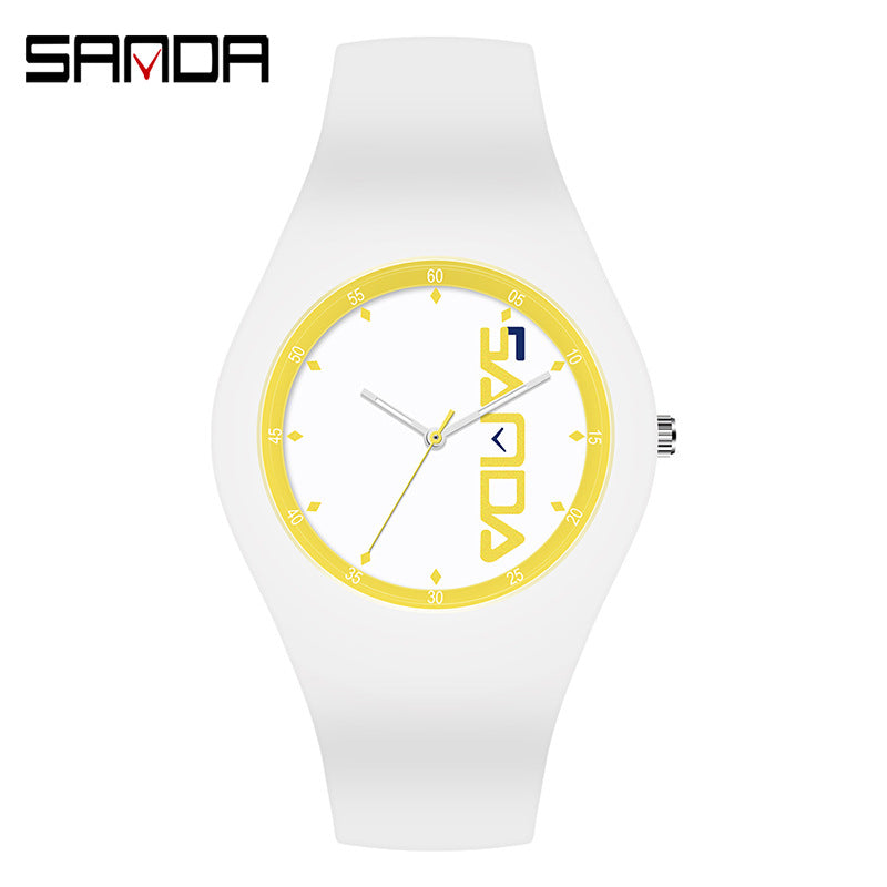 SANDA Outdoor Sports Watch Simple Waterproof Men's and Women's Fashion Quartz Watch Silicone Tape Casual Student Quartz Watch