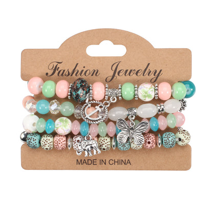 2022 Bohemian Butterfly Ship Anchor Elephant Pendant Multi-layer Bracelet Wholesale Bracelet Factory New Style Bracelet