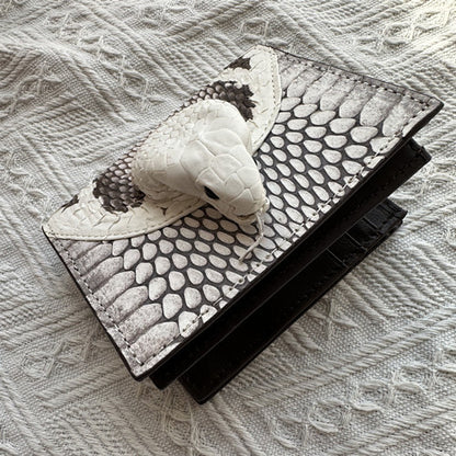 Cross-border Fashion Real Snakeskin Luxury Men's Business Two-fold Wallet Card Holder Large Capacity Wallet Travel Portable