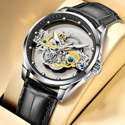 Cross-Border Dropshipping New Double-Sided Hollow Fully Automatic Movement Non-Mechanical Watch Tourbillon Watch Men's Waterproof