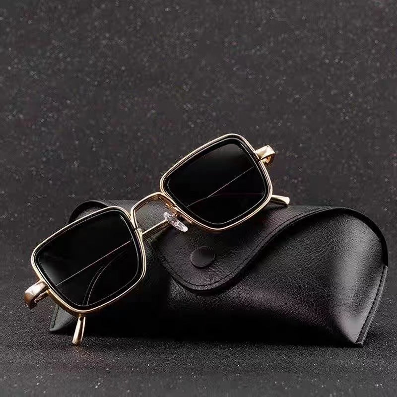 New Cross-Border Indian Style Sunglasses Square Frame Glasses Retro Thick Edge Metal Trendy Men's Sunglasses Wholesale 58157