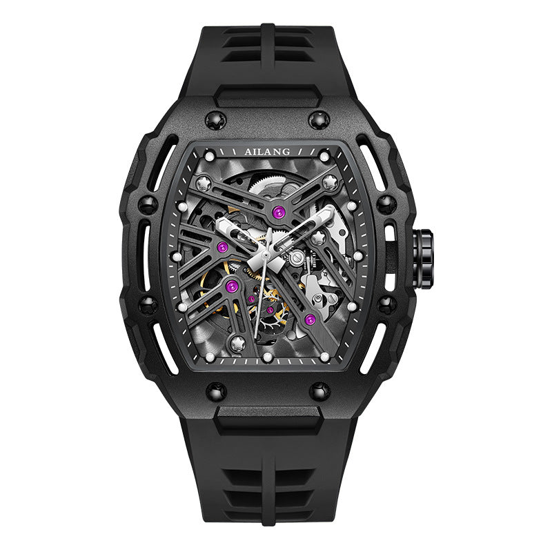 AI Lang new watch Richard automatic mechanical watch hollow-out barrel-shaped foreign trade live broadcast popular one-piece delivery