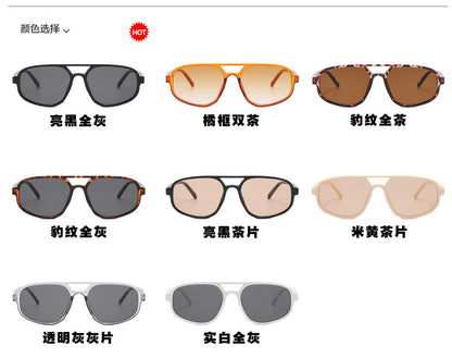 Trendy Oval Double-Bridge Sunglasses 2022 New Fashion Simple Retro Internet Celebrity Sunglasses for Women