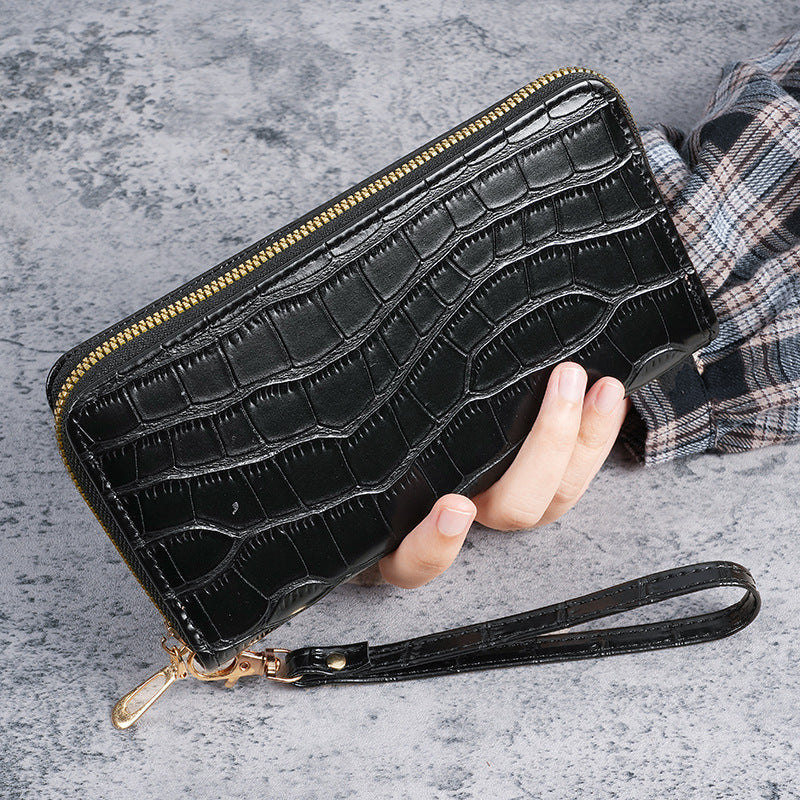 2025 New Women's Long Wallet, Feminine Crocodile Pattern Clutch Wallet, Fashionable Retro Women's Bag
