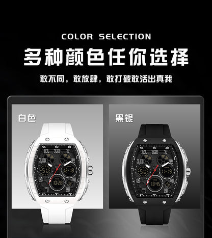Ofns Fashion Watch Sports Waterproof Watch Barrel-Shaped Multi-Function Luminous Dual-Time Student Digital Watch