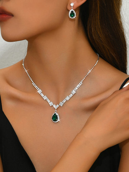 Factory Direct Approval Fashion Wedding Wedding Photography Accessories Earrings Necklace Bracelet Set Combination Multiple Choice