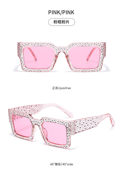 Diamond-Encrusted Starry Sky Square Sunglasses, Personalized Sunglasses, Fashionable Internet Celebrity Street Photography, Catwalk Versatile Sunglasses