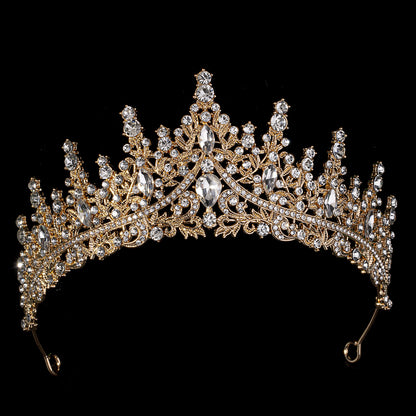 European and American Bride Jewelry Three-piece Suit High-class Dance Wedding Jewelry Alloy Diamond Crown Necklace Earrings suit