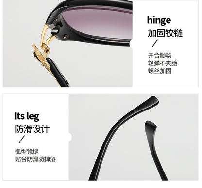 Sunglasses for Women 2025 Summer New Trendy Anti-Uv Women's Sunglasses Fashionable Round Face Polarized Glasses Big Face Slimming Look