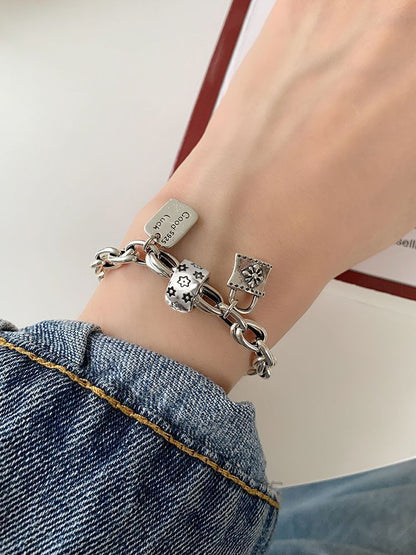 Six-pointed Star Old 925 Sterling Silver Bracelet Women's Autumn and Winter 2025 New Ins Niche Design Cold Style Couple Bracelet