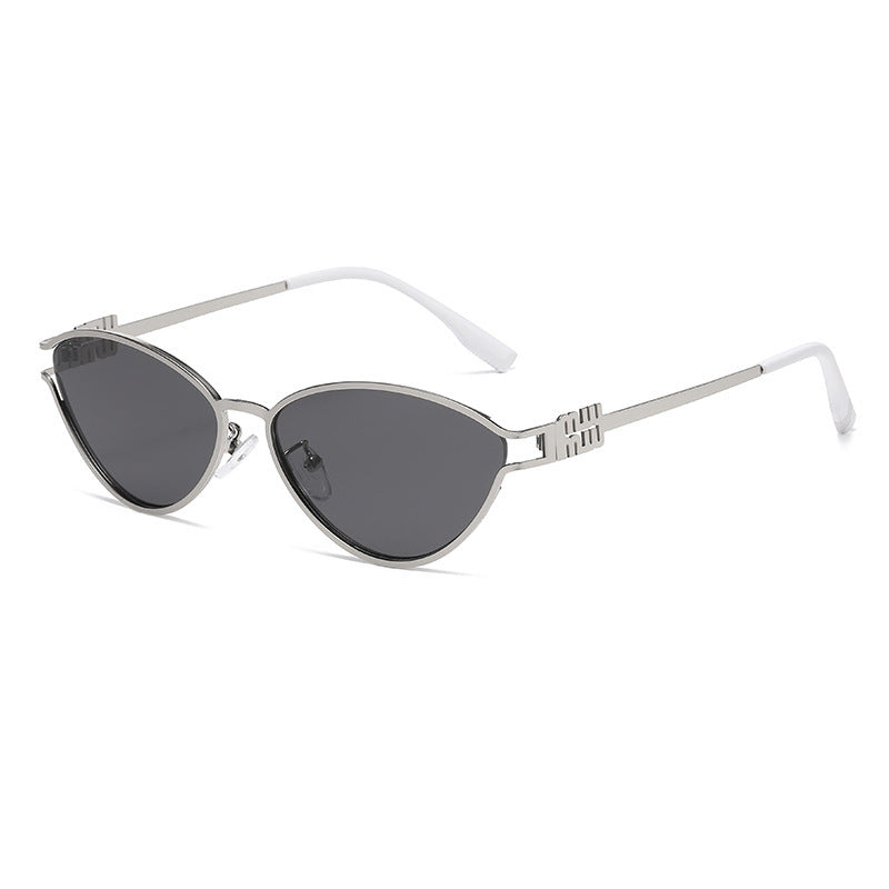 Fashionable Metal Cat-Eye Sunglasses European and American Trendy Women's Sunglasses Light Luxury High-End Anti-Uv Sunglasses for Men