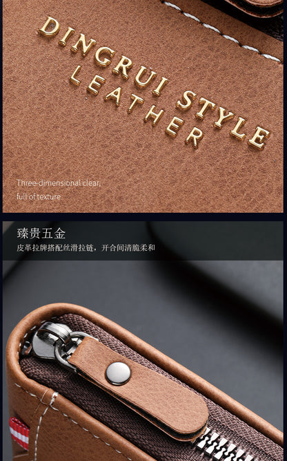 New business men's short wallet multi-card large capacity personality zipper ID bag carry wallet
