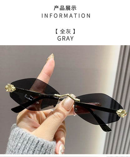 Frameless diamond personality sunglasses 2024 new sunscreen European and American trend sunglasses high sense sunglasses ladies