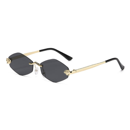 Frameless diamond personality sunglasses 2024 new sunscreen European and American trend sunglasses high sense sunglasses ladies