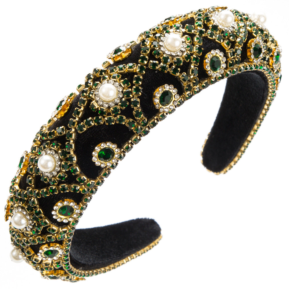 Heming Hair Hoop Fashion Flannel Baroque Heavy Industry Full Drill Hoop Retro Court Style Elegant Dinner Hair Accessories