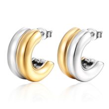 ins European and American Widened Arc Stainless Steel Earrings Advanced Sense Titanium Steel Earrings 18K Gold Light Luxury Women's Earrings