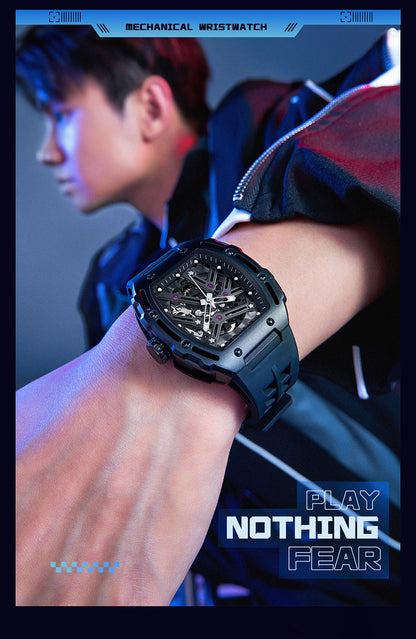 AI Lang new watch Richard automatic mechanical watch hollow-out barrel-shaped foreign trade live broadcast popular one-piece delivery