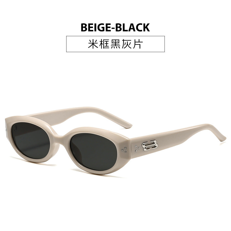 Retro Black Frame Rice Nail Irregular gm Cat's Eye Sunglasses Men's 2025 New Fashionable Street Photoshoot Sunglasses Women's High-end Sense