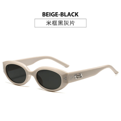 Retro Black Frame Rice Nail Irregular gm Cat's Eye Sunglasses Men's 2025 New Fashionable Street Photoshoot Sunglasses Women's High-end Sense