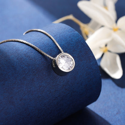 Fashion simple small circle single diamond personality necklace female temperament clavicle chain