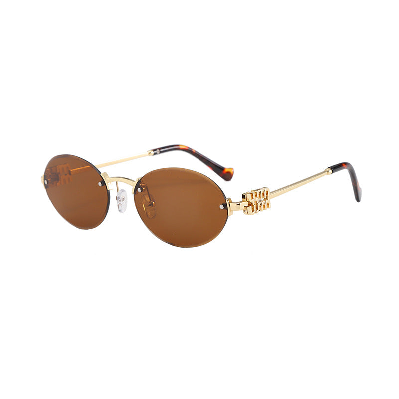 Frameless Letter Sunglasses with a High-End Feel, Personalized Metal Street Style Sunglasses, Retro Internet Celebrity Street Style, Trendy Sweet and Cool Hot Girl Sunglasses