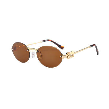 Frameless Letter Sunglasses with a High-End Feel, Personalized Metal Street Style Sunglasses, Retro Internet Celebrity Street Style, Trendy Sweet and Cool Hot Girl Sunglasses