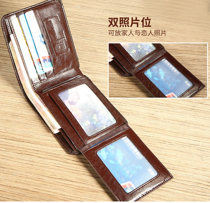 Cross-Border Dropshipping Manbang Men's Wallet Horizontal First-Layer Cowhide Wallet Classic Short 70% off Rifd Anti-Theft Brush