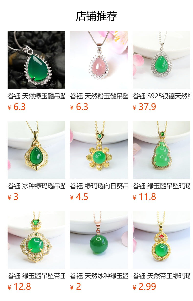 Jadeite Green Chalcedony Pendant Agate Water Drop Necklace Jade Jewelry Factory Wholesale Dropshipping S2053030