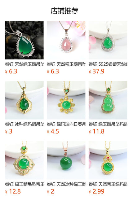 Jadeite Green Chalcedony Pendant Agate Water Drop Necklace Jade Jewelry Factory Wholesale Dropshipping S2053030