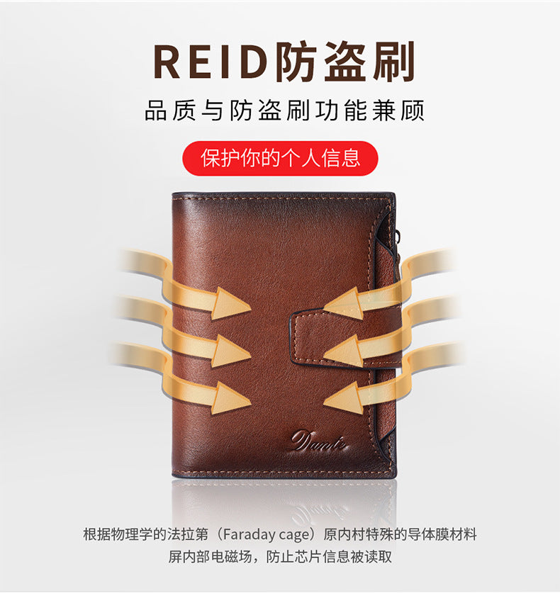 New men's wallet driver's license integrated first layer cowhide anti-theft credit card degaussing leather wallet cross-border explosions
